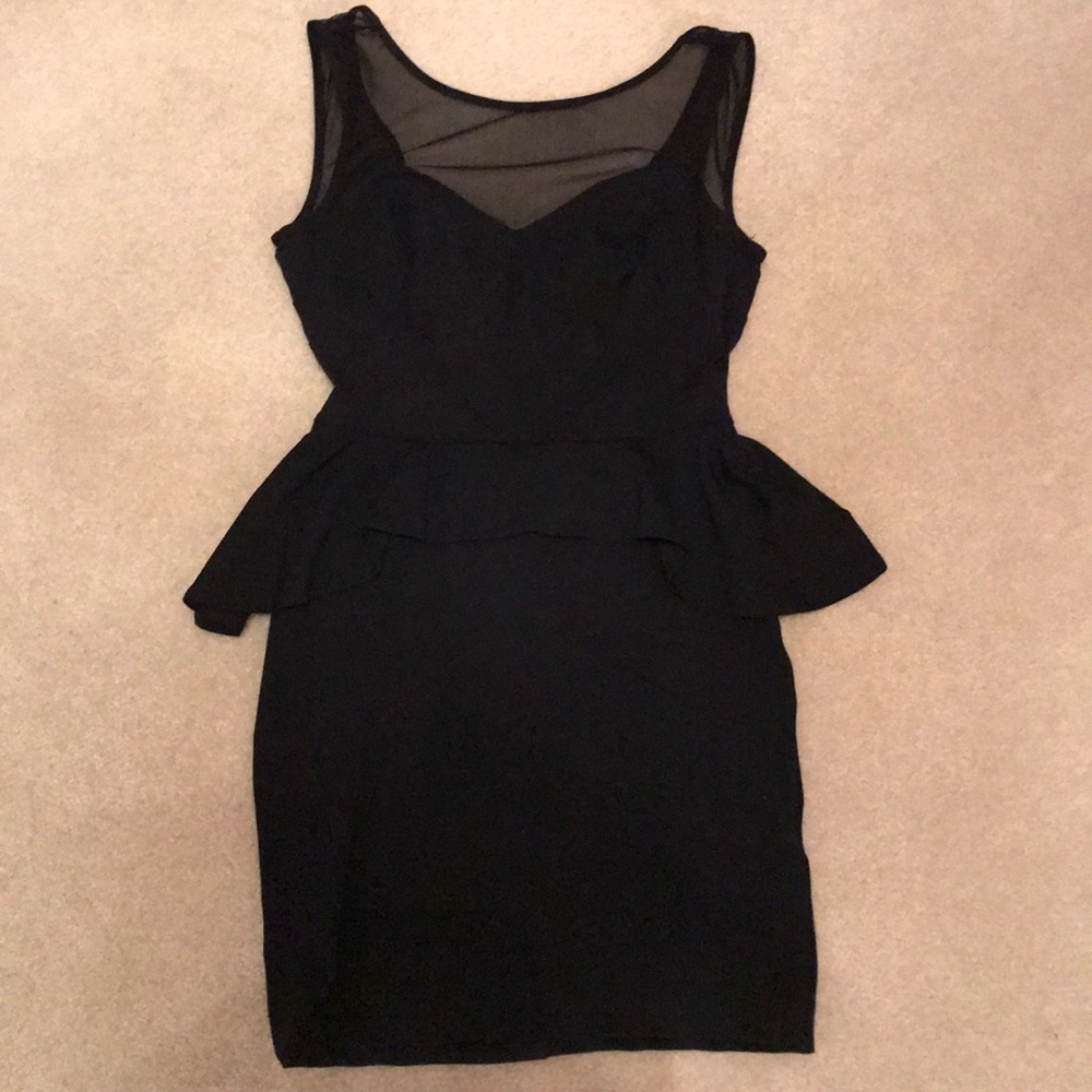 Black Bebe peplum dress